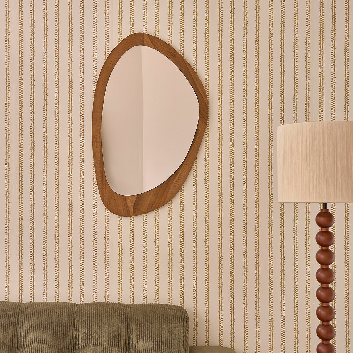 Miroir organique en bois de teck 90x60 cm - Le miroir.ma