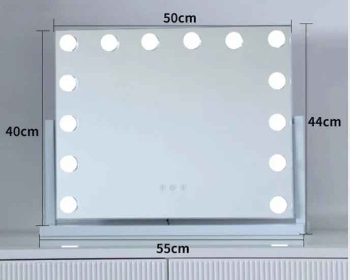 Large Vanity Makeup Mirror with 14 LED Bulbs – 3 Color Modes, Hollywood Mirror for Dressing Room & Bedroom