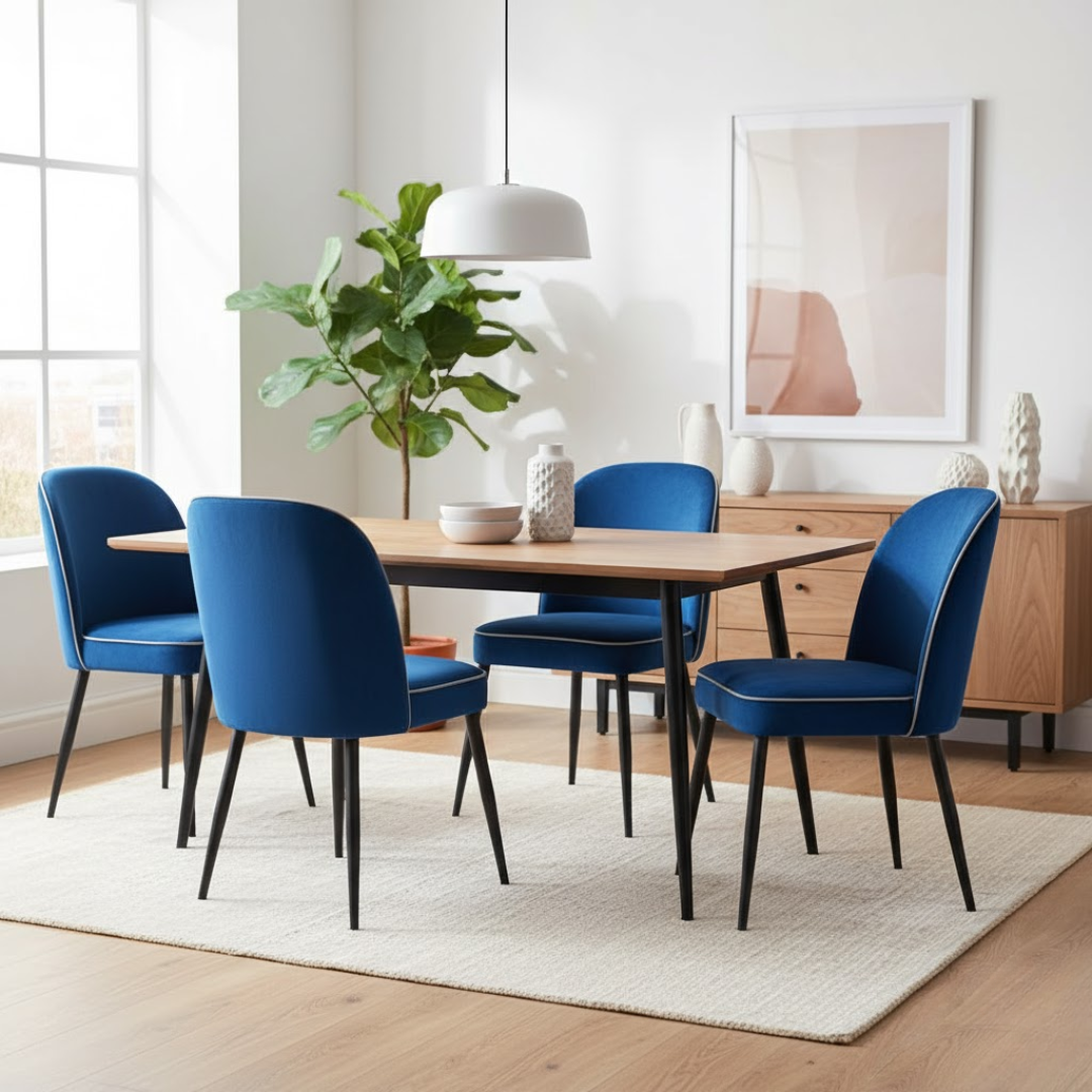 Velours Chic Chaise – Confort Antitache & Pieds Métal Noir - Le miroir.ma