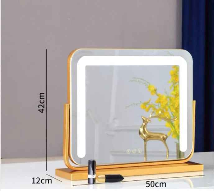 Large Vanity Makeup Mirror with Light – Detachable 15X Magnifier, 3 Color Modes, Touch Control & 360° Rotation