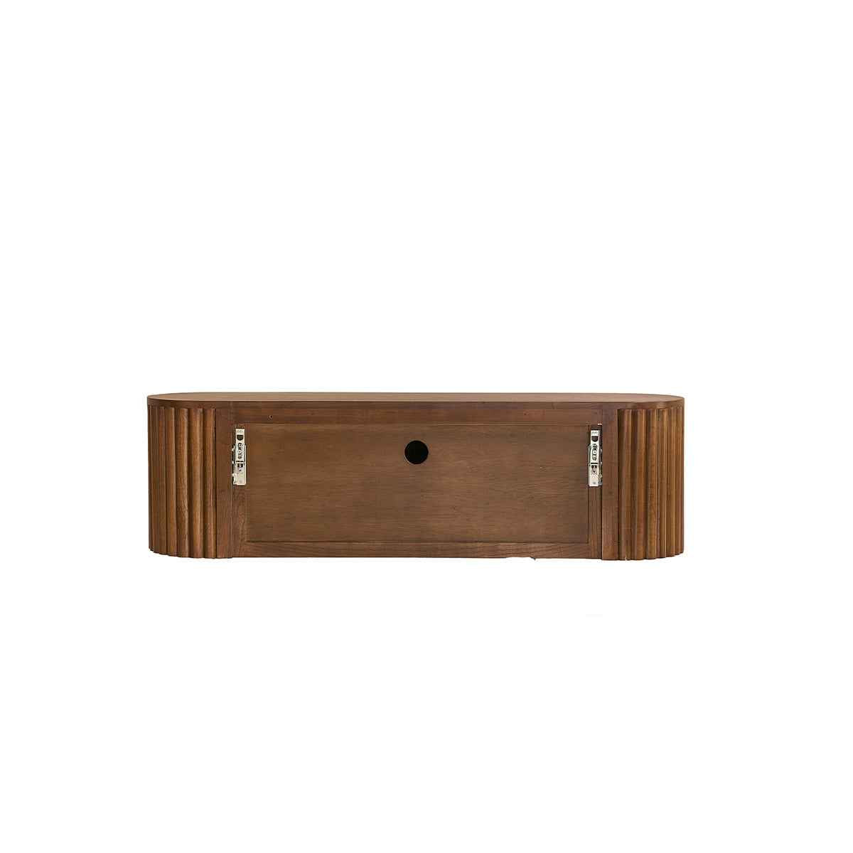 Meuble TV suspendu en bois de mindi finition noyer 140 cm