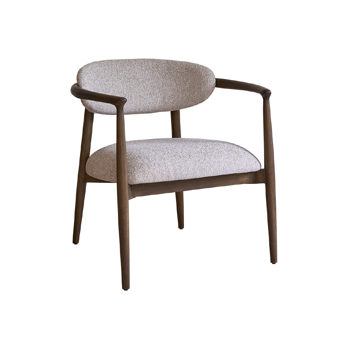 Fauteuil en bois massif et tissu texturé beige chiné - Le miroir.ma