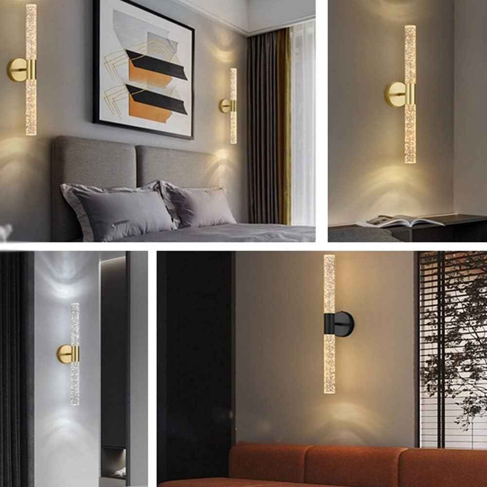 Applique murale en verre craquelé et motif laiton