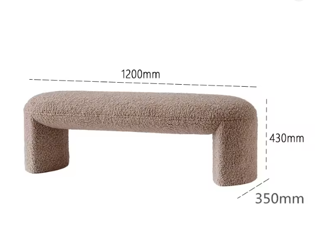 Banc décoratif au pied du lit en tissu