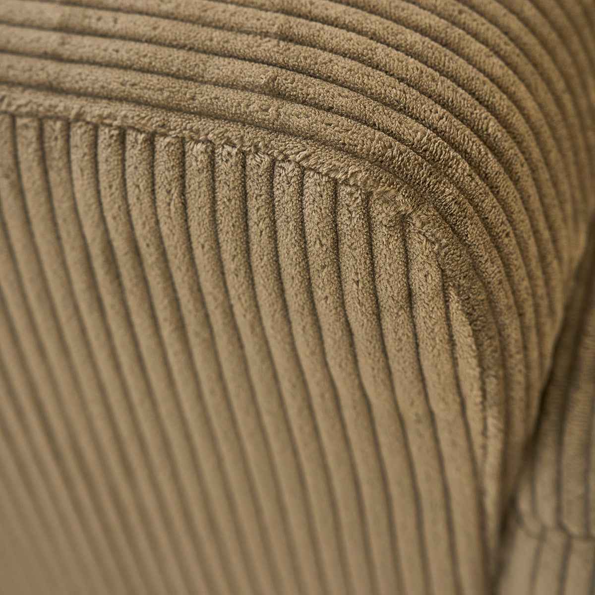 Canapé droit 3 places en velours côtelé kaki