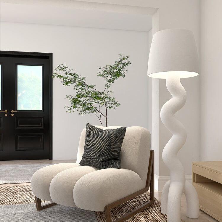 Chaise de salon moderne en bois massif et bouclette, design scandinave Maroc