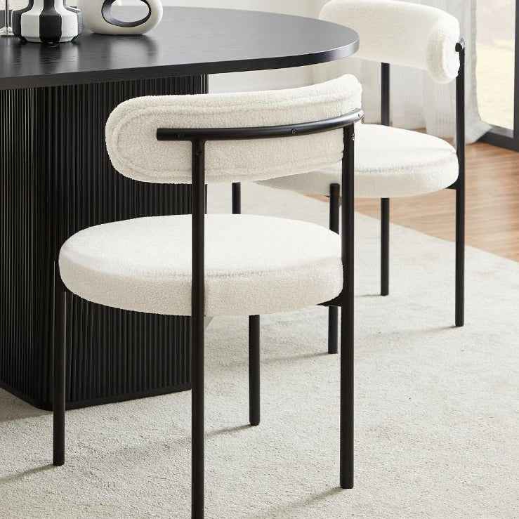 Chaise en Bouclette et Métal - Lemiroir.ma