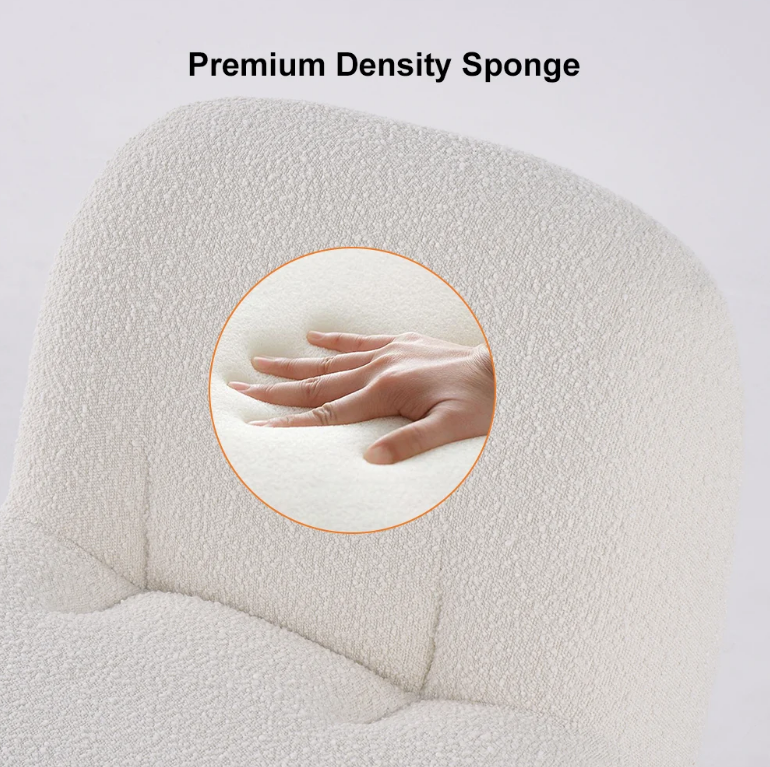 Area Bouclette – Chaise Longue Moderne en Tissu Bouclette et Bois - Lemiroir.ma