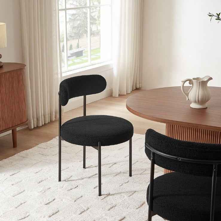 Chaise en Bouclette et Métal - Lemiroir.ma