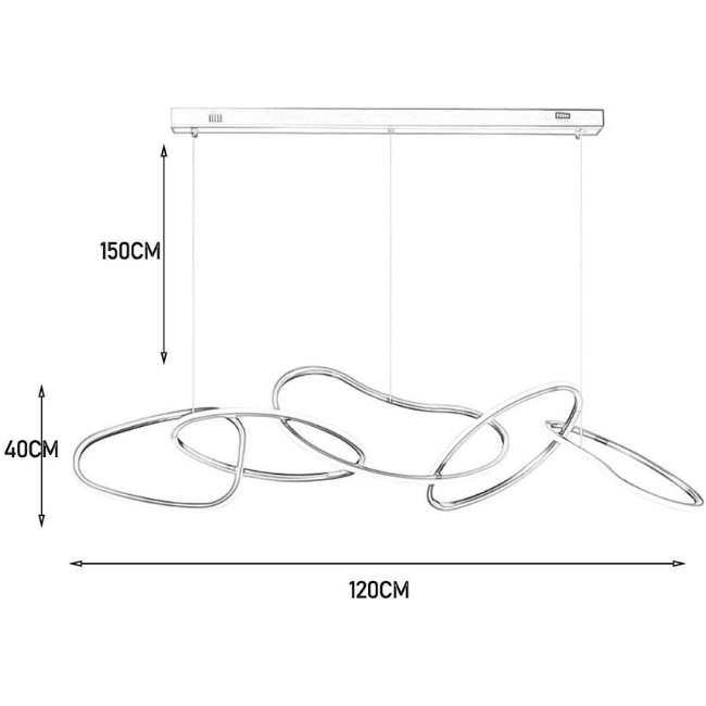 Lustre Cartier longiligne 5 cercles en doré