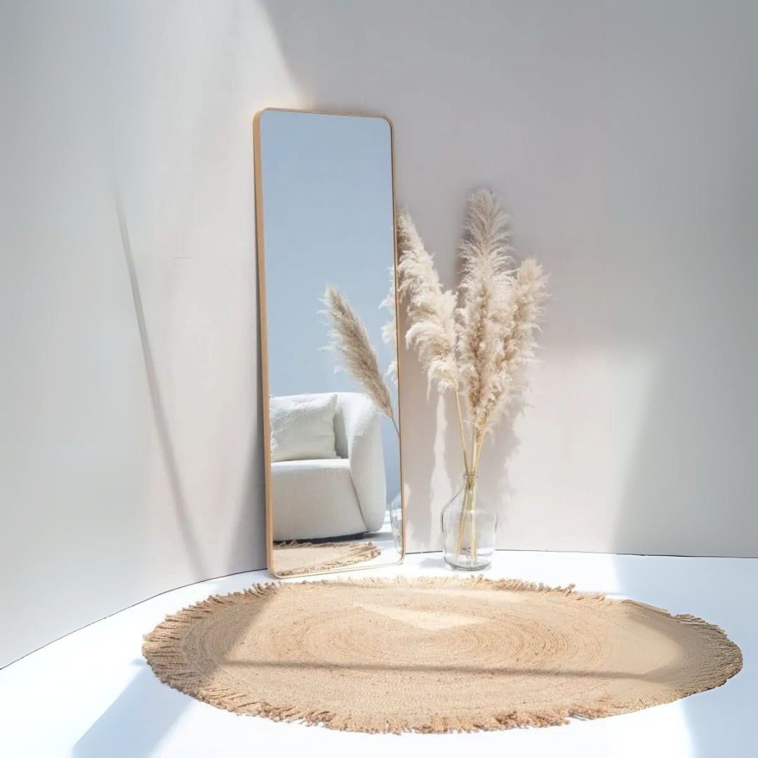 Miroir Rectangulaire Doré avec Coins Arrondis - Lemiroir.ma