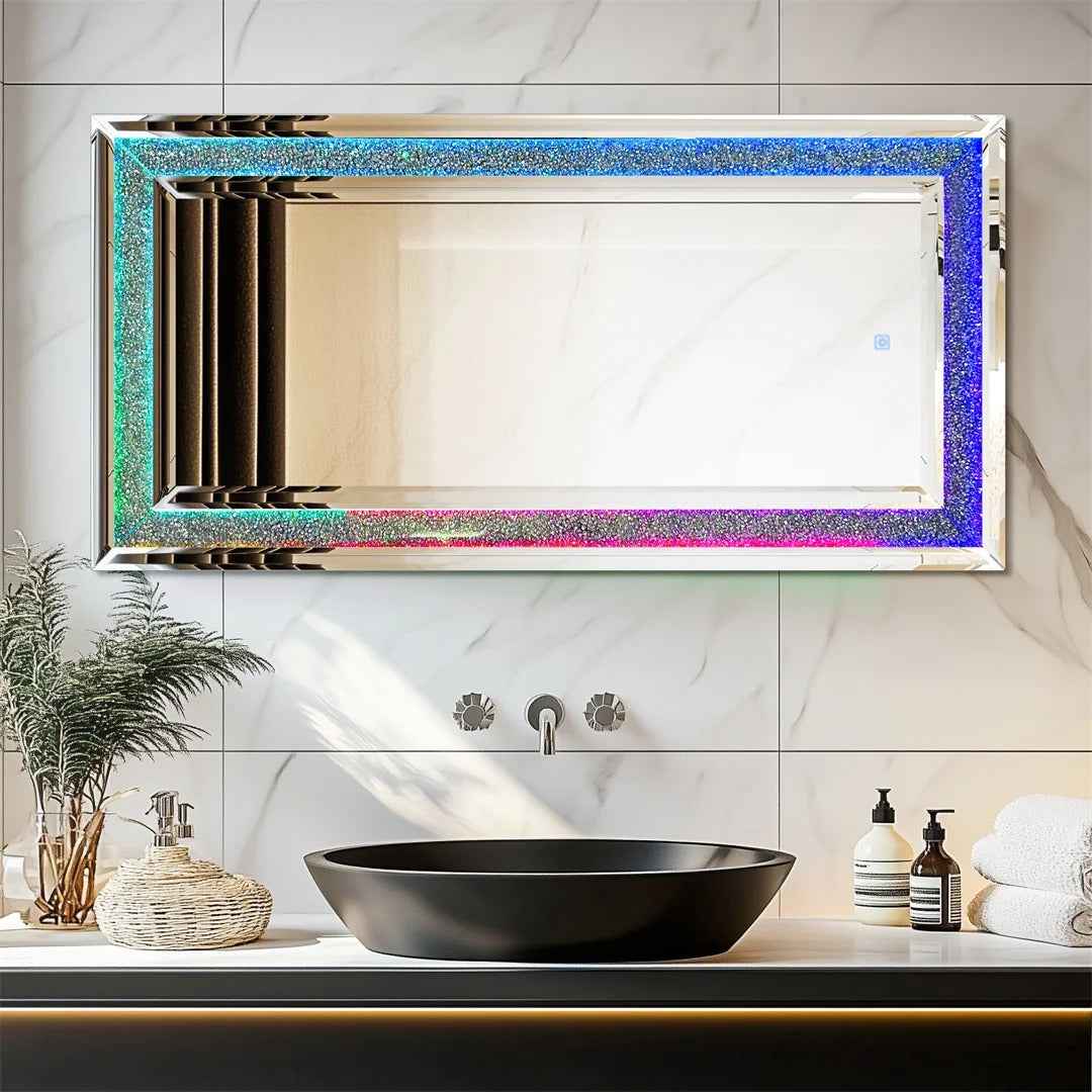 Grand Miroir Mural LED RGB (120x60cm) - Rectangulaire Décoratif