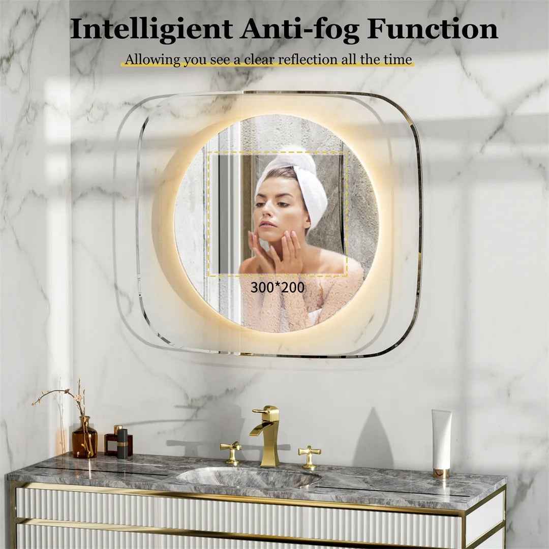 Miroir Salle de Bain LED Rétroéclairé Design (80x70cm) - Miroir Rond 60cm