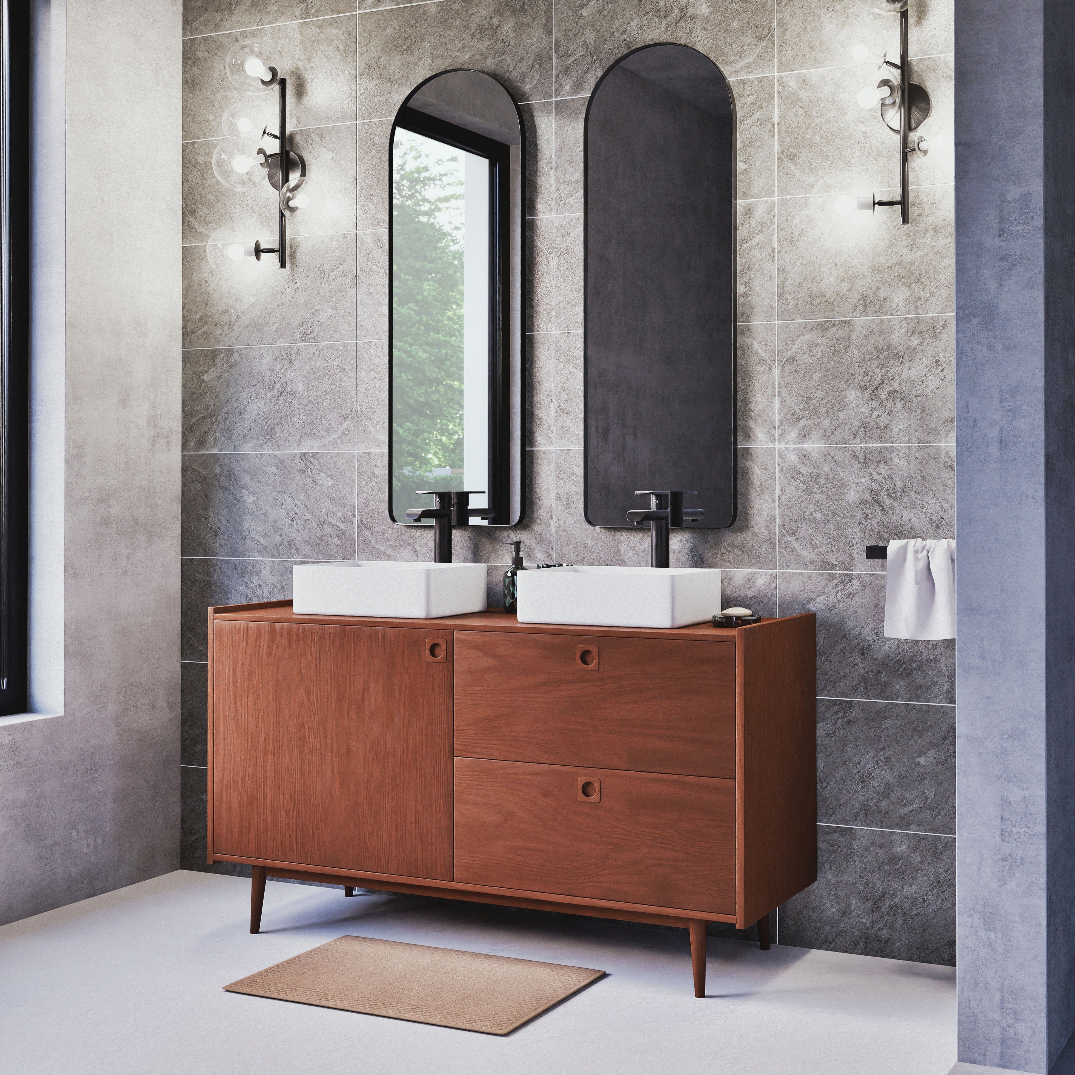 Miroir contemporain noir mat – décoration chic et sobre.