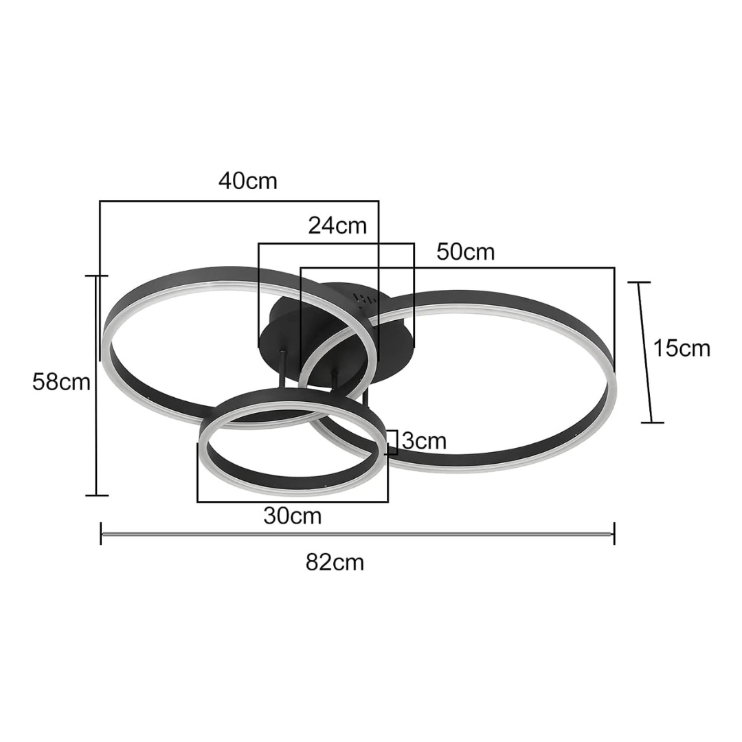Plafonnier Ring moderne en Acrylique noir