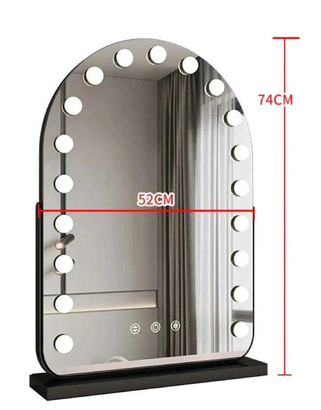 Arched LED Makeup Mirror with Touch Dimming & 10x Magnification, Hollywood Mirror