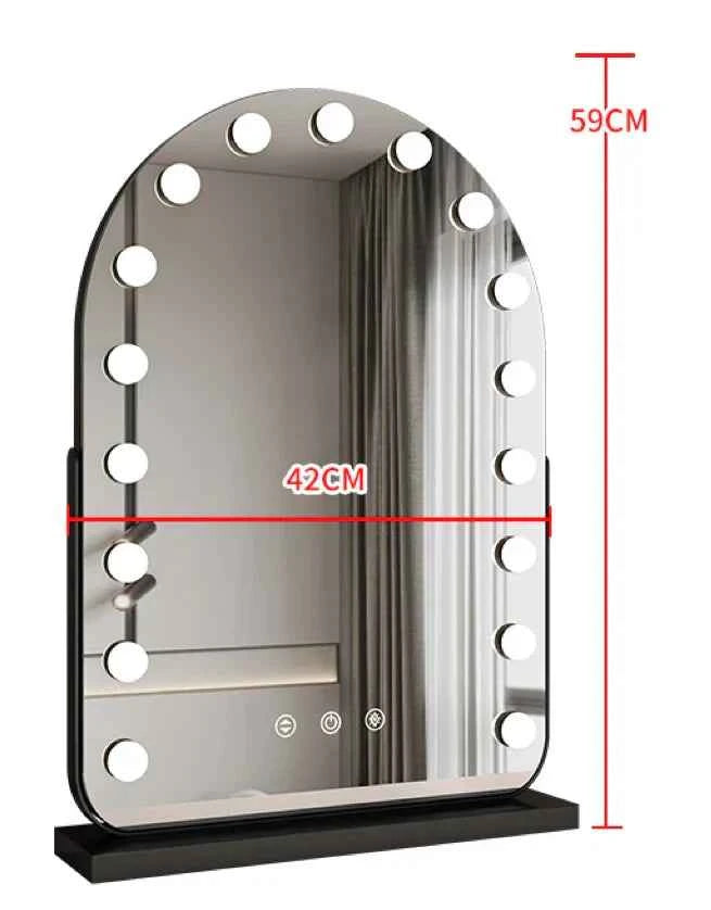 Arched LED Makeup Mirror with Touch Dimming & 10x Magnification, Hollywood Mirror