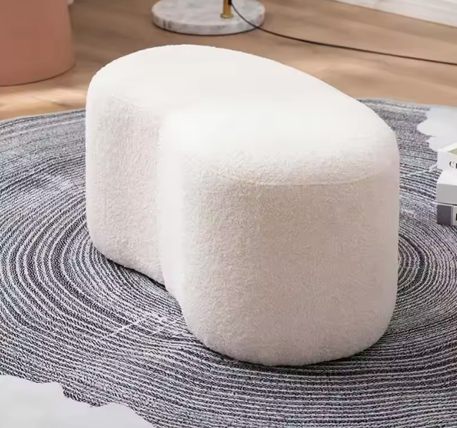 Tabouret moderne en bouclette douce, style contemporain Maroc