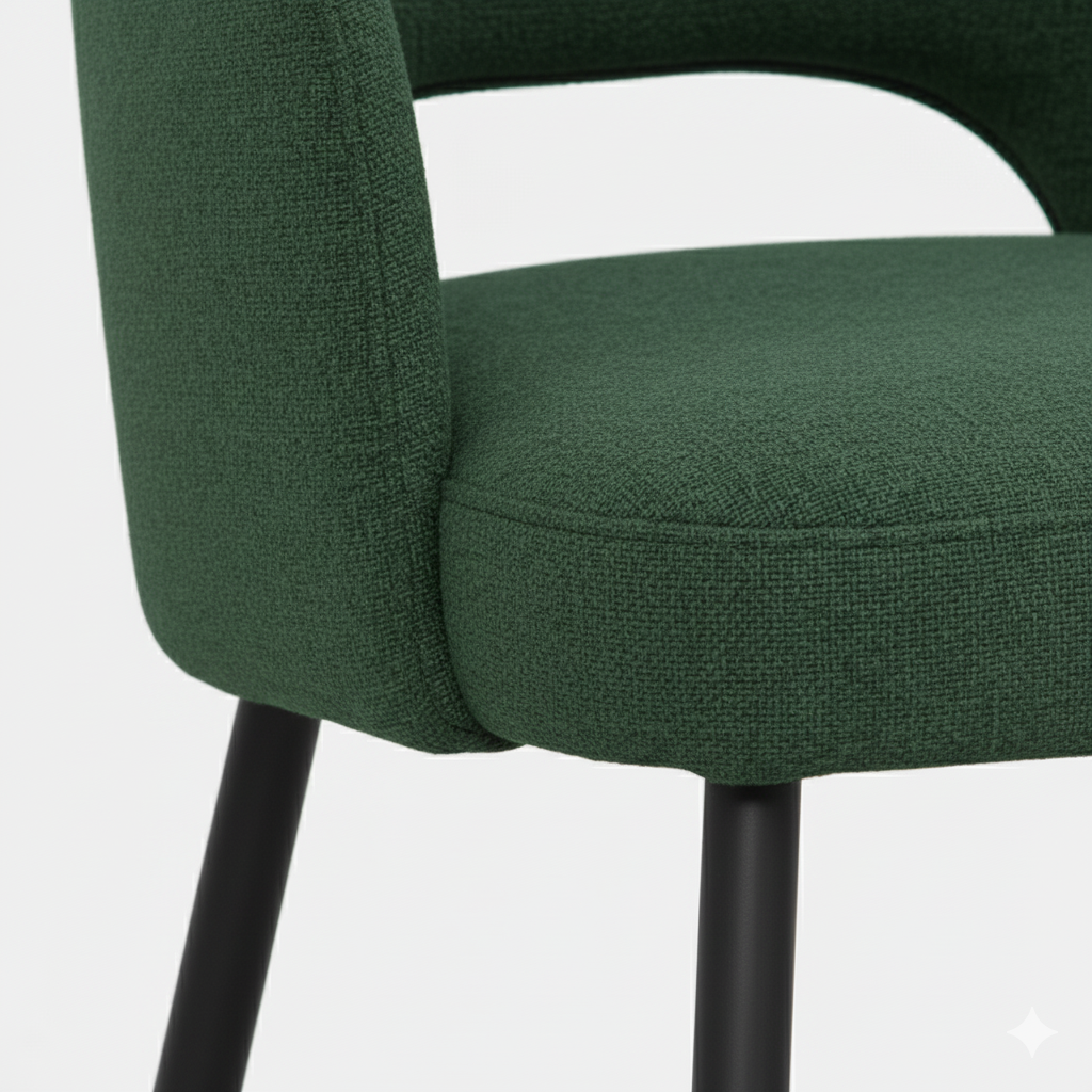 Chaise moderne en velours antitache avec structure en métal noir