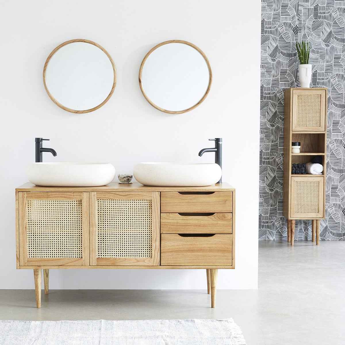 Miroir en mindi massif rond Ø50 cm