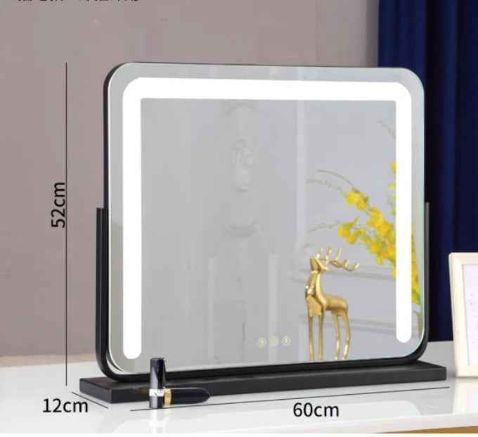 Large Vanity Makeup Mirror with Light – Detachable 15X Magnifier, 3 Color Modes, Touch Control & 360° Rotation