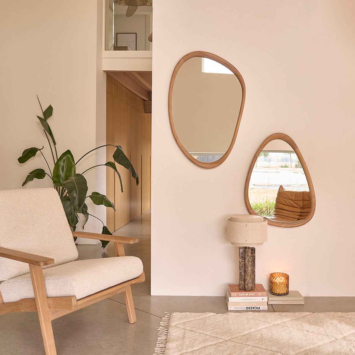 Miroir en teck massif 90x60 cm