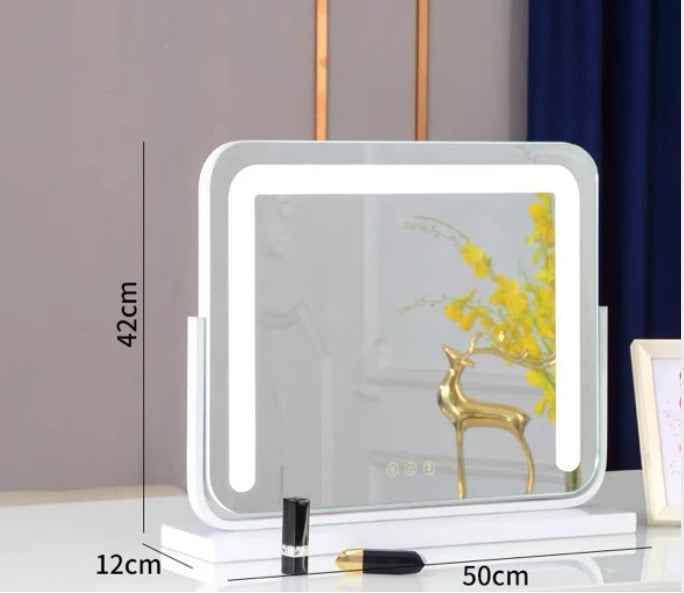 Large Vanity Makeup Mirror with Light – Detachable 15X Magnifier, 3 Color Modes, Touch Control & 360° Rotation