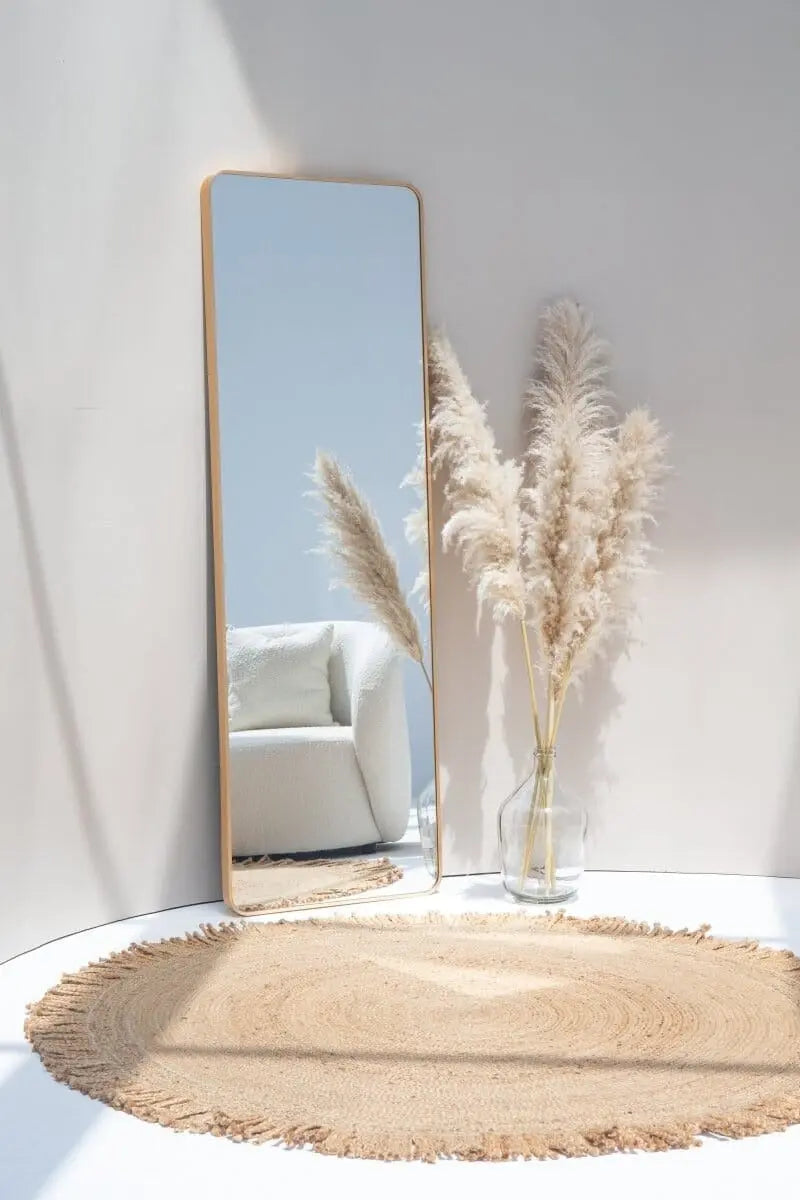 Miroir Rectangulaire Doré avec Coins Arrondis - The Miroir