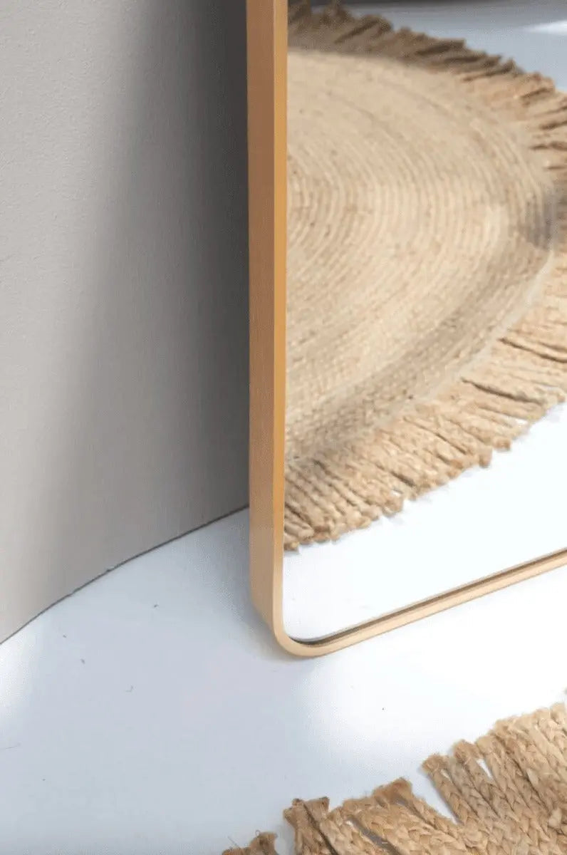 Miroir Rectangulaire Doré avec Coins Arrondis - The Miroir