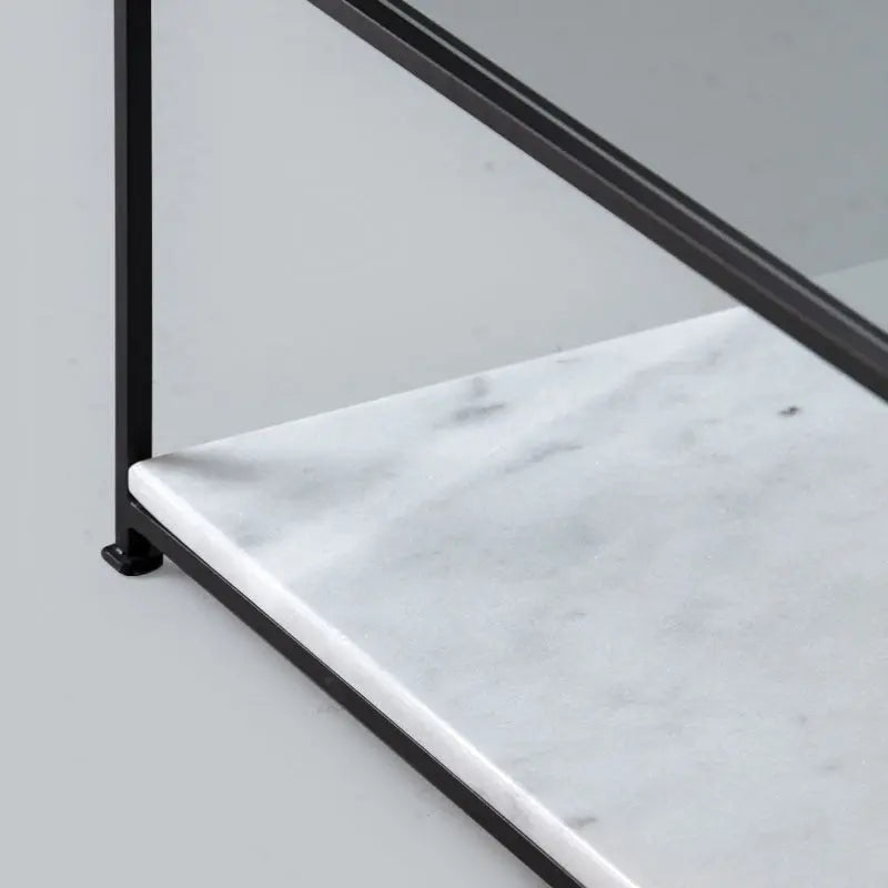 Table Basse en Verre et Marbre Blanc - The Miroir