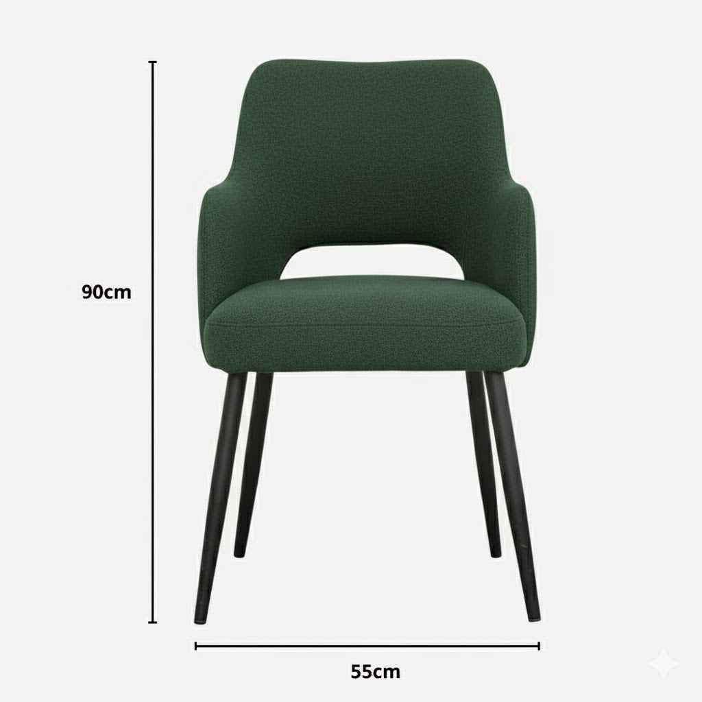 Aris Chaise Design en Velours Antitache – Pieds Métal Noir