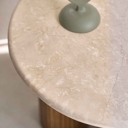 Table d'appoint en bois de manguier et marbre ronde