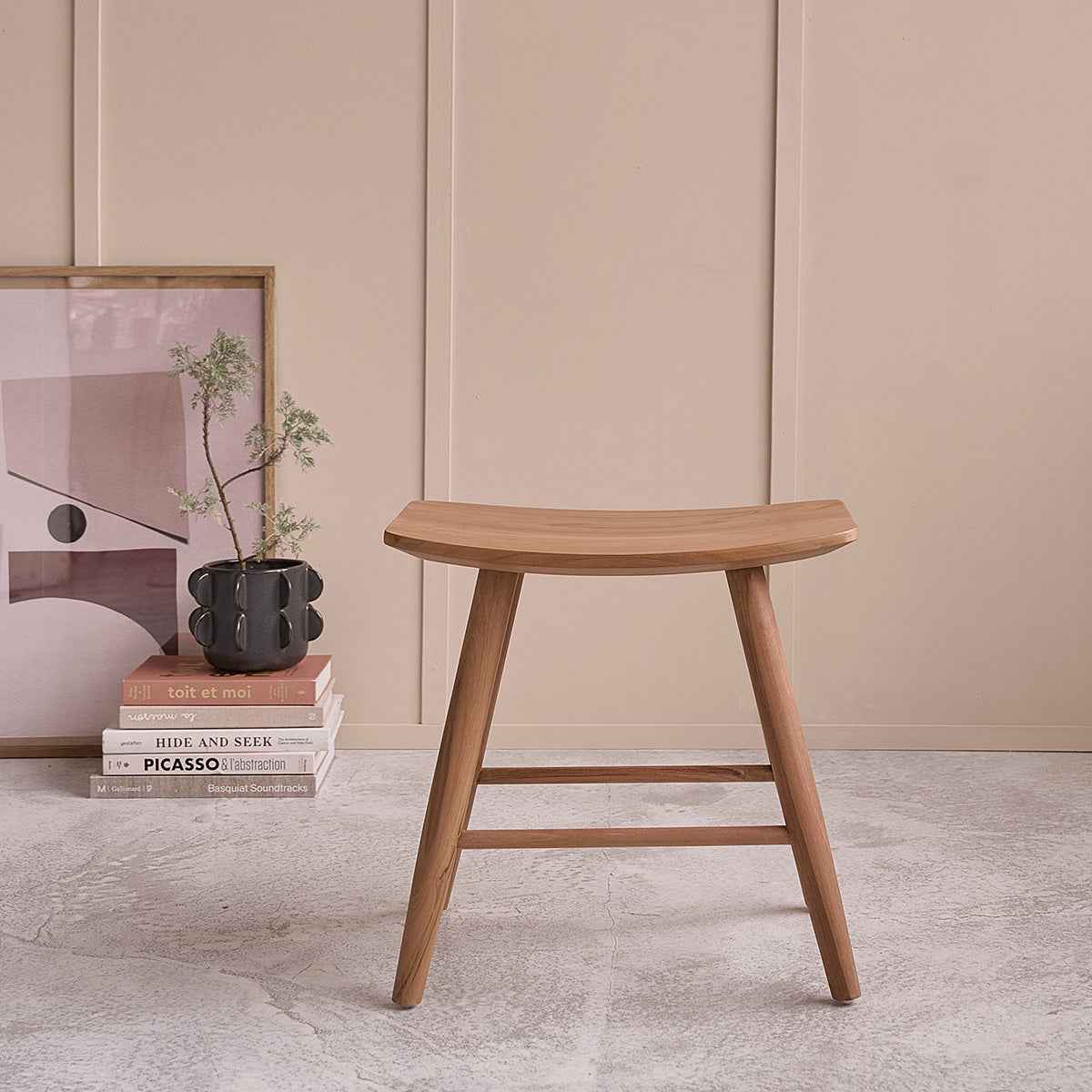 Tabouret en teck massif 45 cm