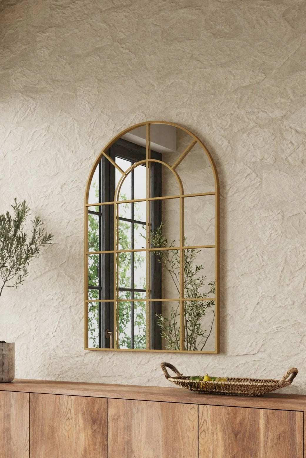 Miroir Pleine Longueur Arche Fenêtre Doré Astrid 200 × 100 cm