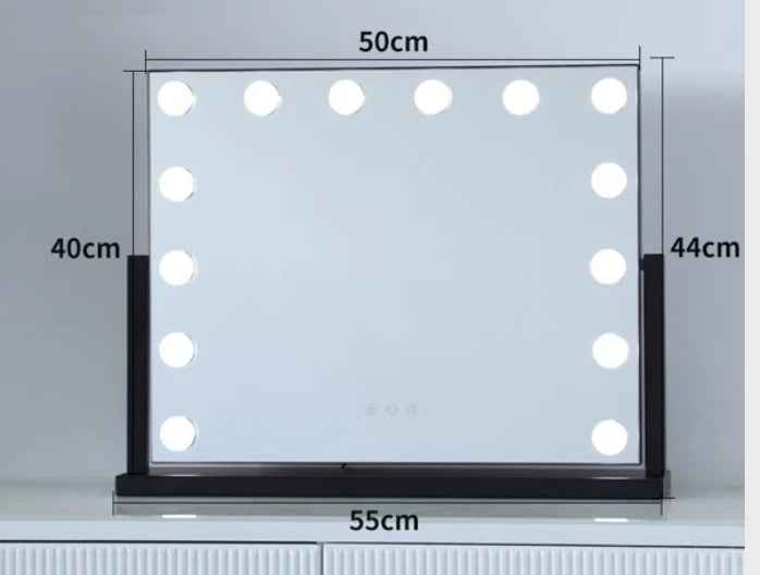 Large Vanity Makeup Mirror with 14 LED Bulbs – 3 Color Modes, Hollywood Mirror for Dressing Room & Bedroom