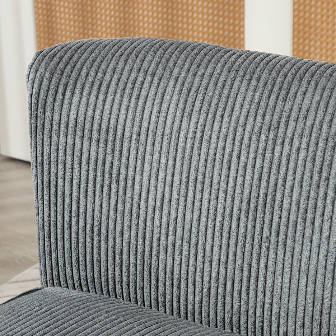 Canapé d'intérieur 2 places HOMCOM gris en velours, avec structure en bois et pieds évasés, dimensions 117 x 56.5 x 77 cm.