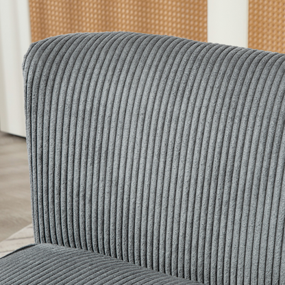 Canapé d'intérieur 2 places HOMCOM gris en velours, avec structure en bois et pieds évasés, dimensions 117 x 56.5 x 77 cm.