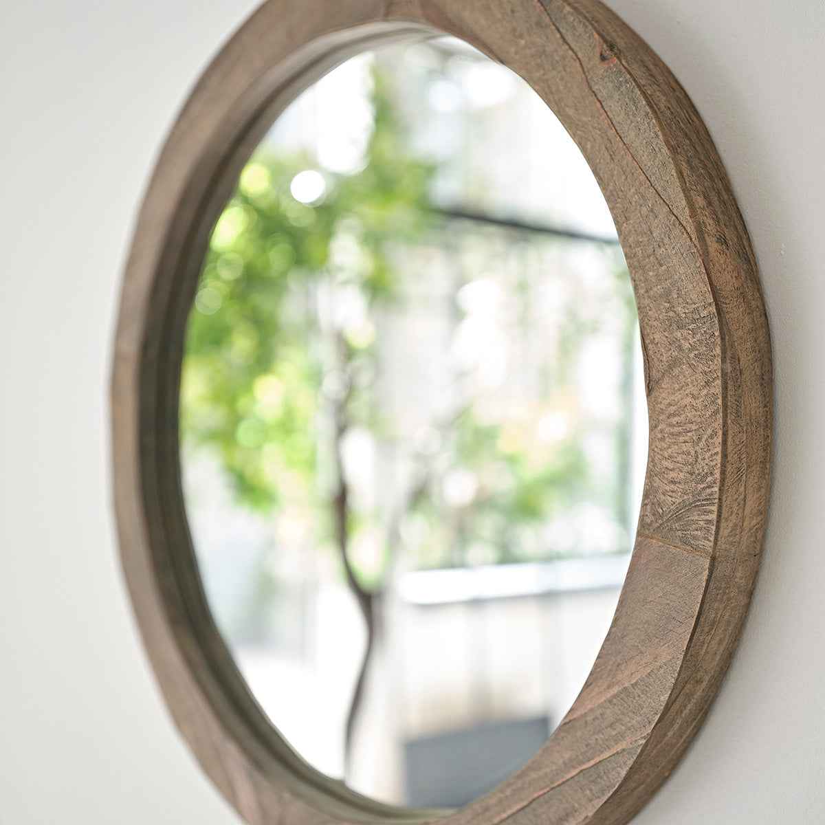 Miroir en bois recyclé massif rond Ø 50 cm