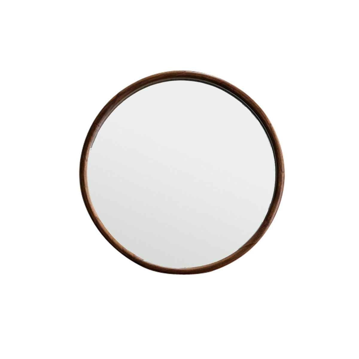 Miroir en mindi massif finition noyer rond Ø50 cm