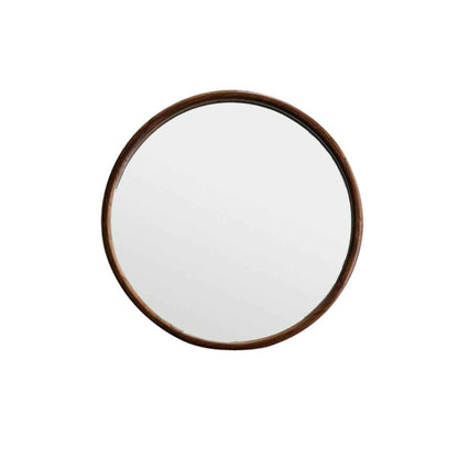 Miroir en mindi massif finition noyer rond Ø50 cm