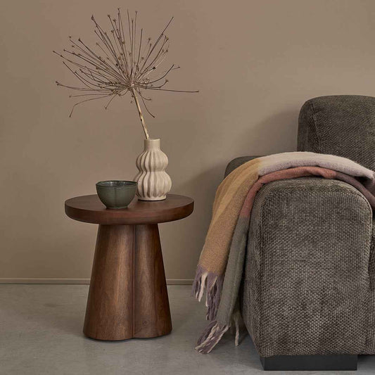 Table d’appoint en bois de manguier ronde