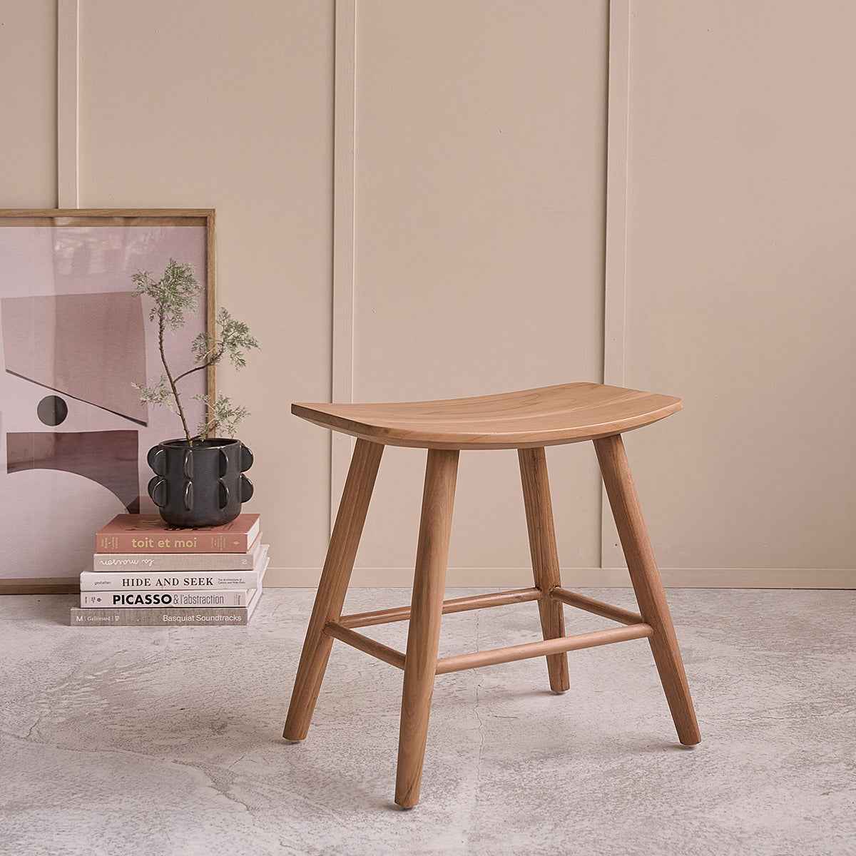 Tabouret en teck massif 45 cm