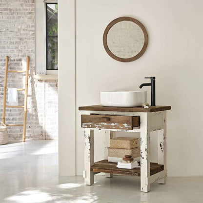 Miroir en bois recyclé massif rond Ø 50 cm