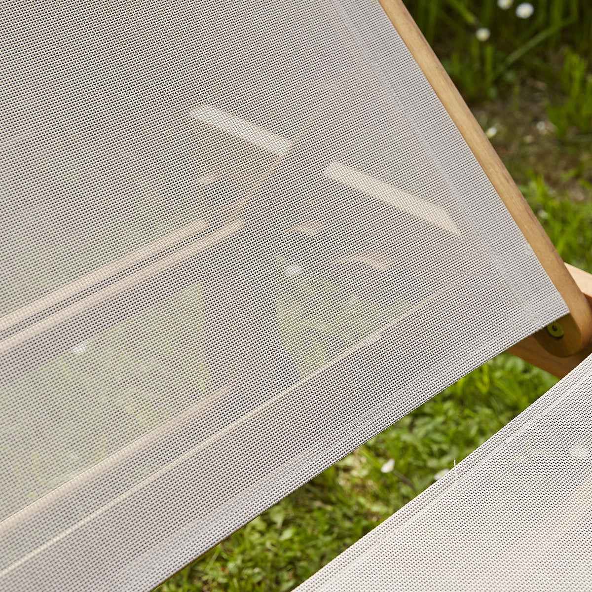 Bain de soleil en acacia massif et textilène gris (lot de 2)