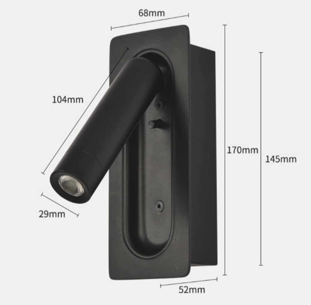 Applique murale & Liseuse de chevet simple noire