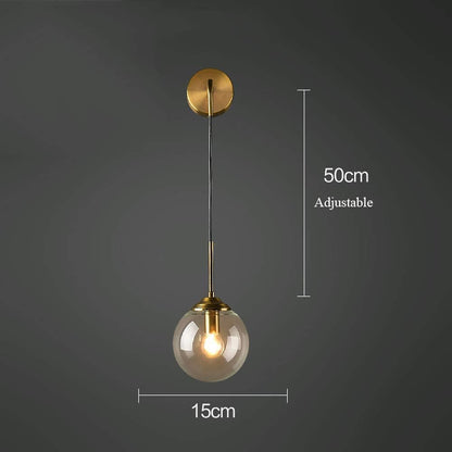 Applique murale pendue à globe champagne