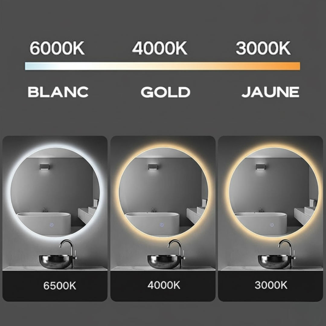 Ellipse Grand Miroir Ovale LED - Éclairage Intégré - The Miroir