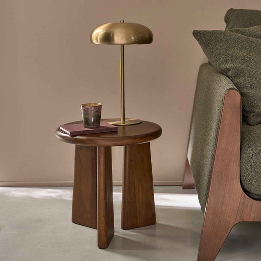 Table d'appoint en bois d'acacia ronde