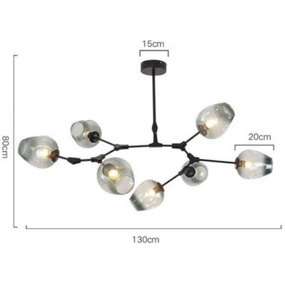 Lustre Sky ajustable en noir et globes verre fumé