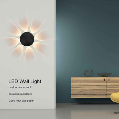 Applique murale noire à 8 Led étanche